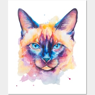 watercolor Siamese Cat Posters and Art